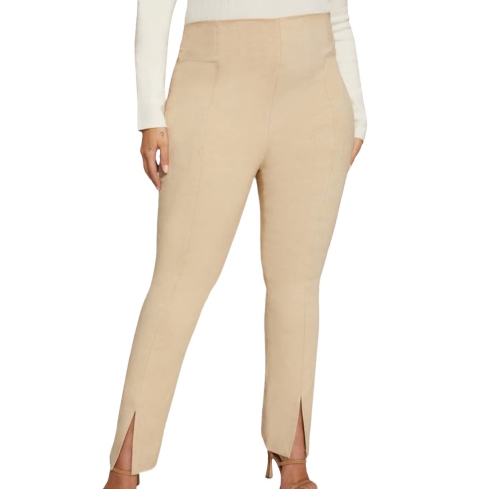 Good American Suede Pants Taupe Split Hem Women’s Plus 3X Beige Equestrian